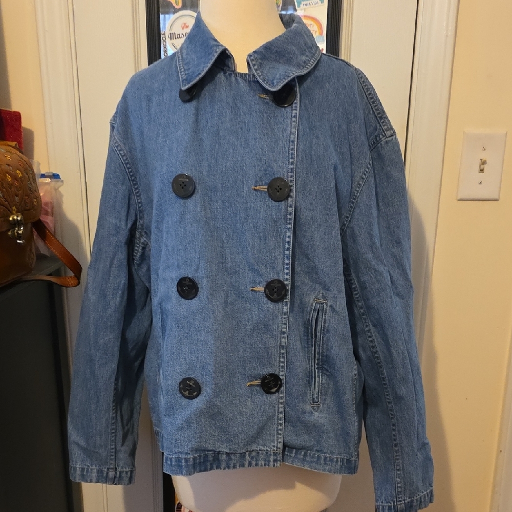 Blue Denim Double-Breasted Jacket